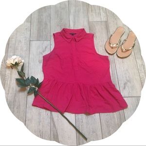 American Eagle Pink Collared Peplum Shirt